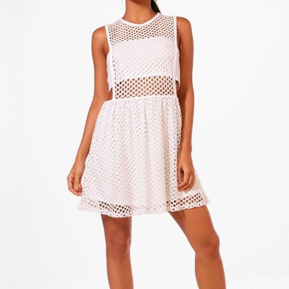 Mesh Insert Skater Dress